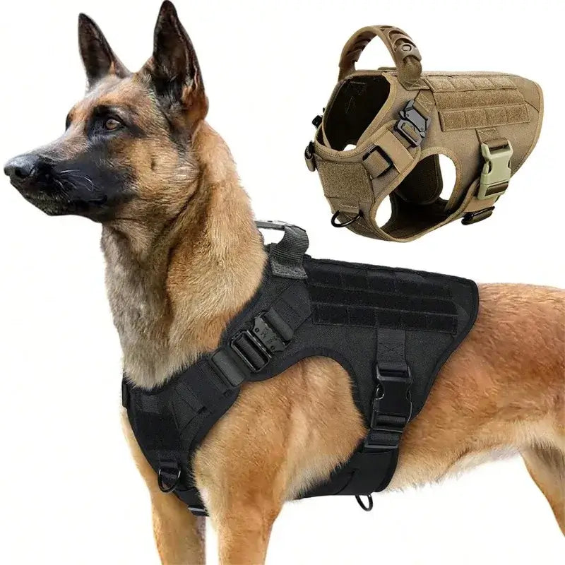 Large tactical dog harness for German Shepherd training, padded quick-release nylon vest for medium and large dogs