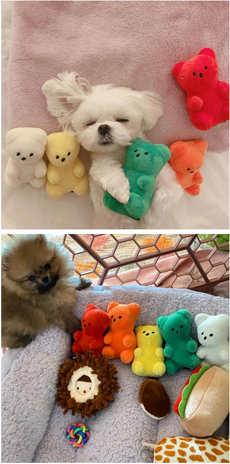 small dog squeaky toy plush bear squeak toy for puppies and cats, 11cm fleece pet supply