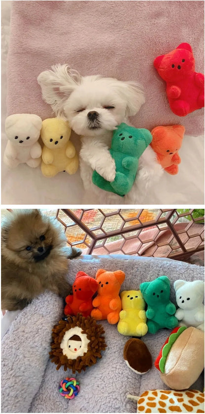 small dog squeaky toy plush bear squeak toy for puppies and cats, 11cm fleece pet supply