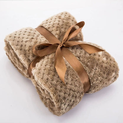 soft pet blanket warm plush dog and cat bed blanket with ribbon tie for cozy pet comfort