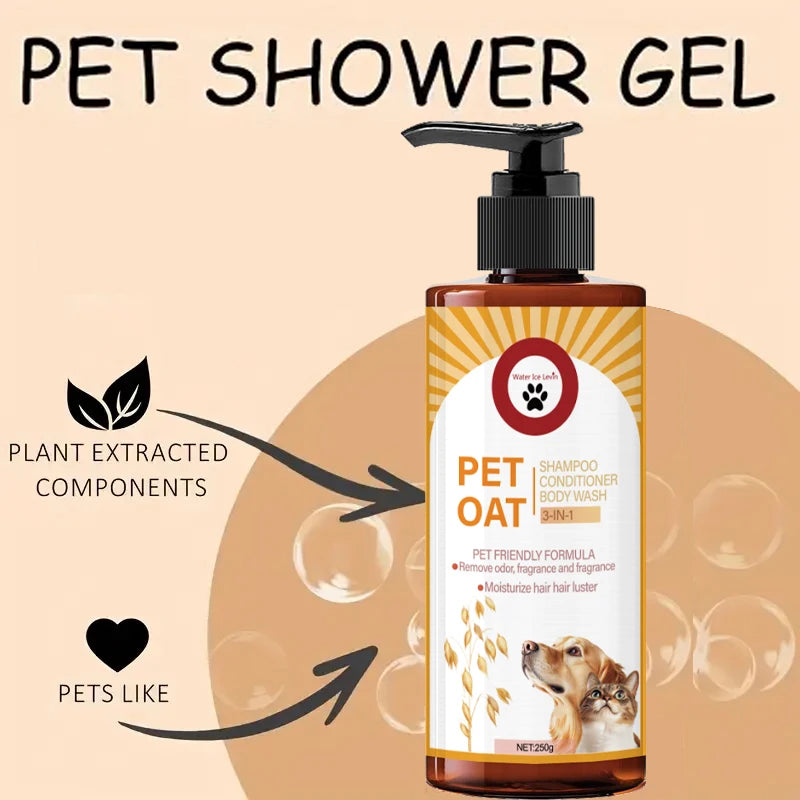 pet shampoo for dogs and cats pet shower gel with plant extracted components, odor removal, long-lasting fragrance, 250g