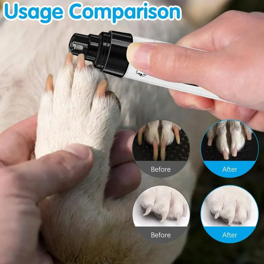 rechargeable pet nail grinder for dog and cat nail trimming, quiet USB charging grooming tool with LED display