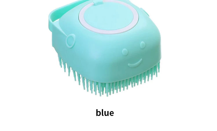 Blue silicone pet bathing brush for dog and cat grooming, soft silicone scrubber for effective bathing and cleaning