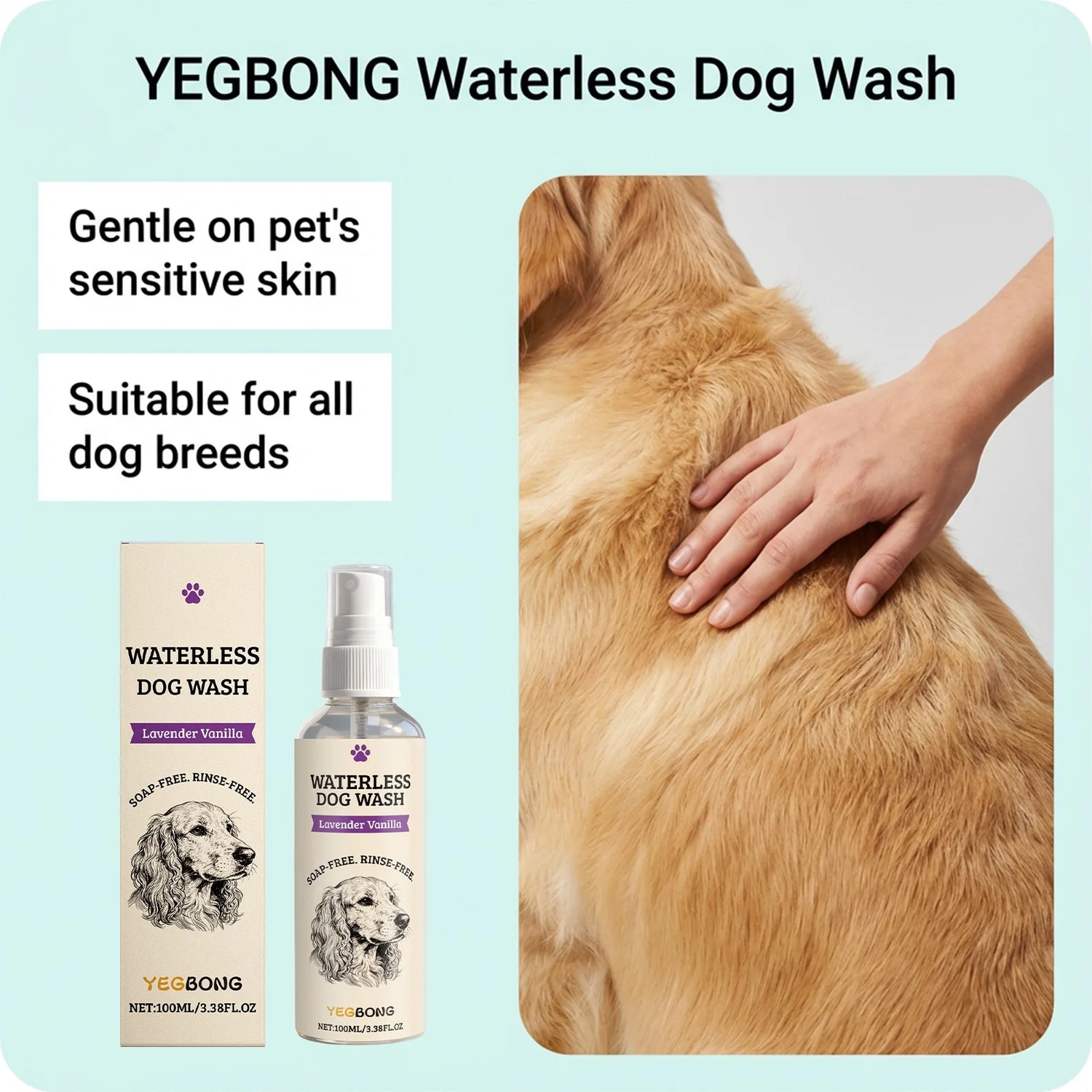 No Rinse Dog Waterless Shampoo Spray Deep Cleansing Deodorizing for Puppies Senior Dogs Moisturizing Shiny Fur Grooming Care