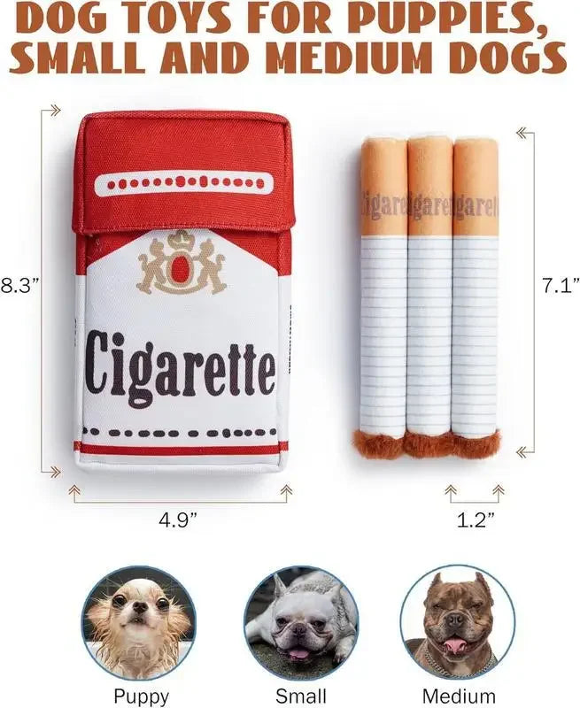 plush cigarette dog toy for puppies, small and medium dogs, funny interactive chew plush pet gift