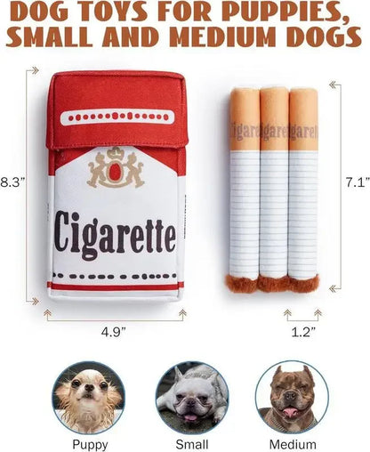 plush cigarette dog toy for puppies, small and medium dogs, funny interactive chew plush pet gift