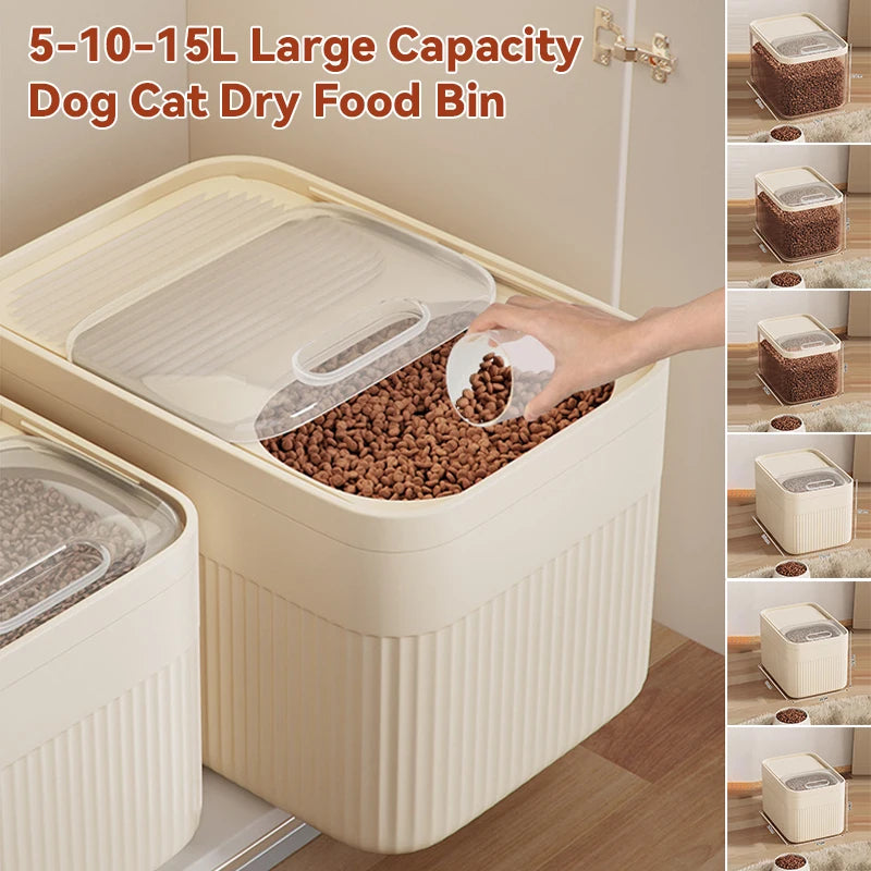 Dog Food Storage Container With Airtight Lid 5/10l Large Capacity Moisture Proof Dog Cat Dry Food Bin For Pet Supply Storage