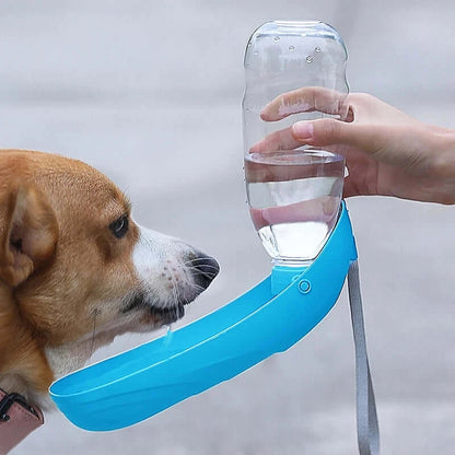 portable dog water bottle, sky blue 550ml foldable bowl for small and large dogs, outdoor travel walking running
