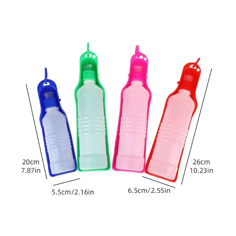 portable dog water bottle for travel pet hydration, colorful leakproof dog drinking cup with 20cm size