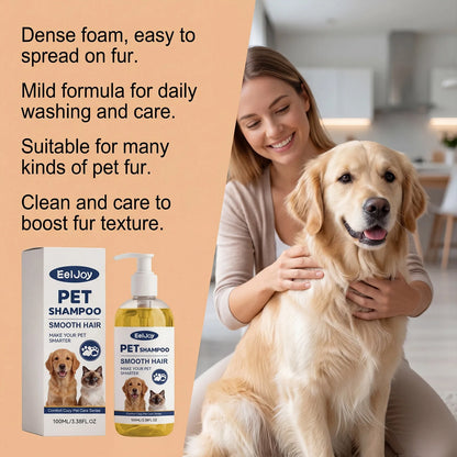 Moisturizing pet shampoo for sensitive skin with dense foam for daily pet fur cleaning and care