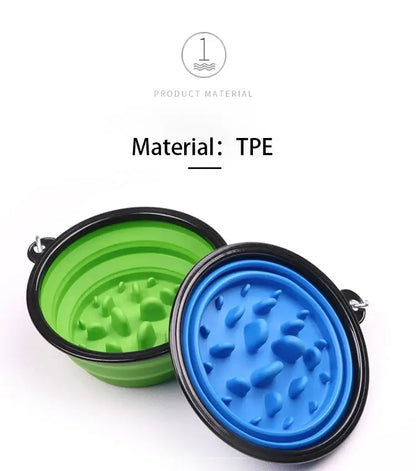 Foldable slow feeder bowl for dogs and cats, TPE anti-choking pet bowl for outdoor travel and slow feeding