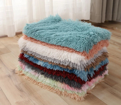 washable plush dog blanket mat soft fluffy pet sleeping mat for dogs and cats, warm kennel bed cover