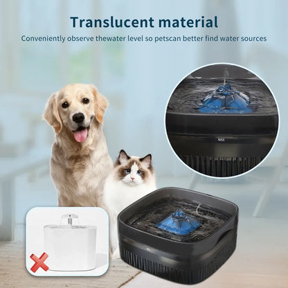 large capacity pet water fountain translucent black dispenser for cats and dogs with ultra-quiet pump