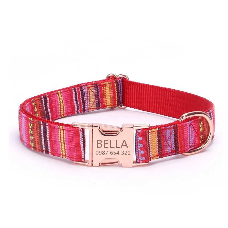 Pet Dog Collar Nylon Personalized Necklace Dog Supplies Free Engraving Name for Small Medium Large Dogs Adjustable Dog Collars