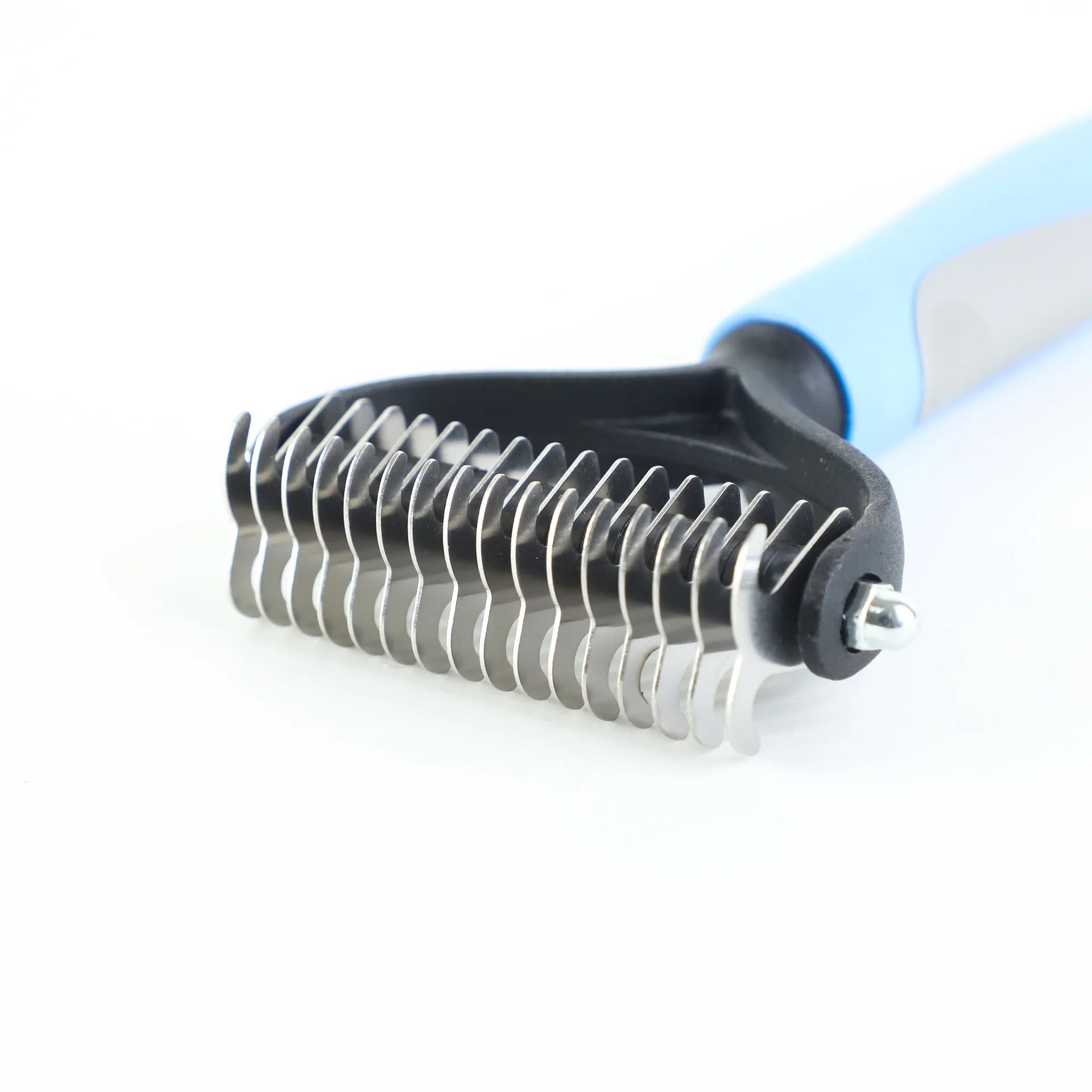 double sided pet deshedding brush for dogs and cats, stainless steel dematting rake to reduce shedding and knots