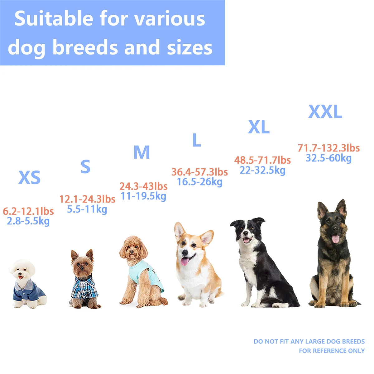 waterproof dog life jacket with reflective stripes, suitable for various dog breeds and sizes, XS to XXL