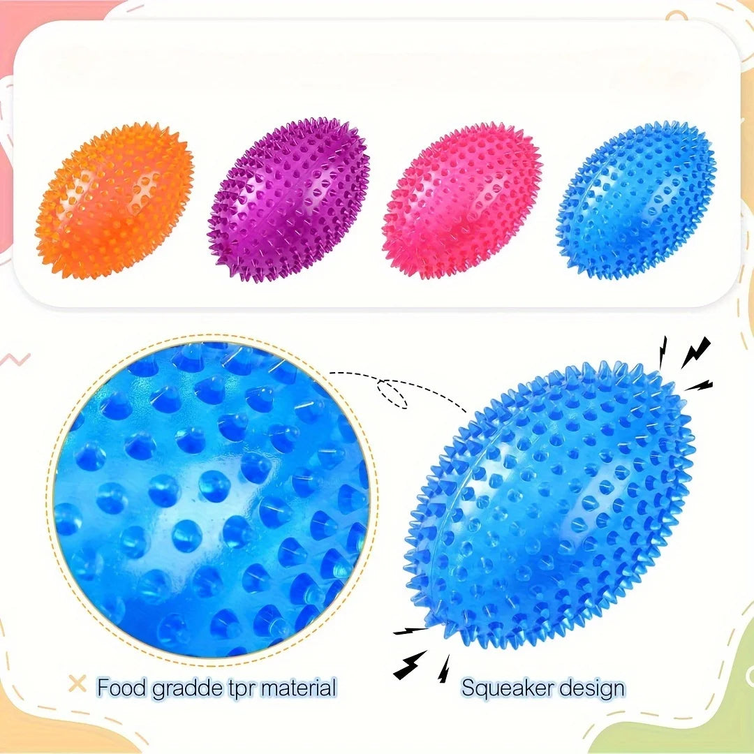 Squeaky Football Dog Toys - Durable Rubber Chew Toys for Small to Medium Breeds - for Dental Health &amp; Interactive Play
