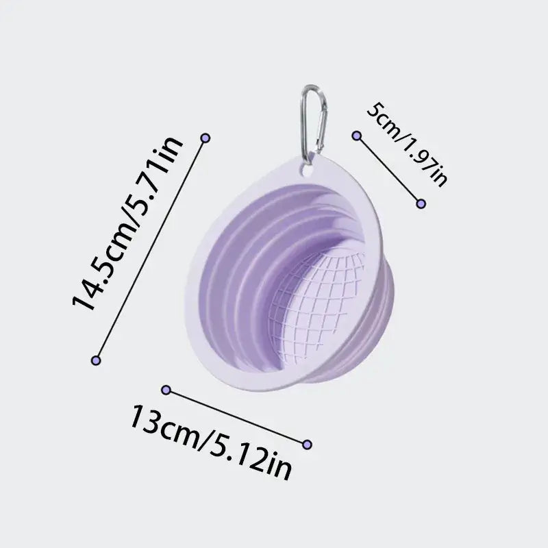 collapsible travel dog bowl foldable silicone pet bowl with clip, 14.5cm size, for dog and cat food or water