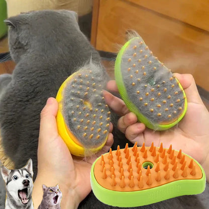 pet steam grooming brush for cats and dogs, 3-in-1 electric sprayer massage comb for shedding and detangling