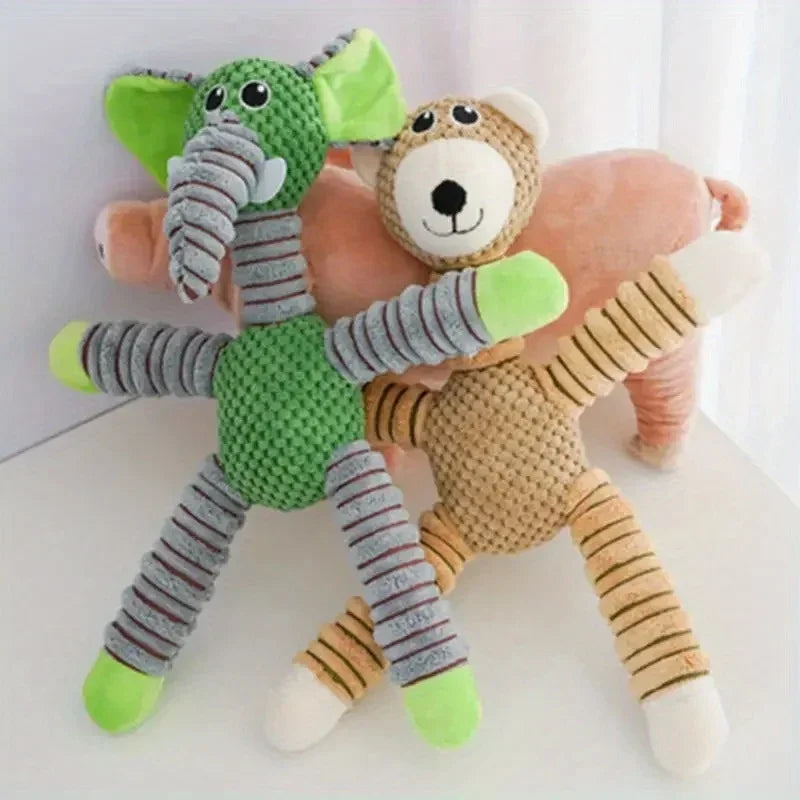 plush dog chew toy for small and medium dogs, cute stuffed animal teething toy for interactive play and anxiety relief