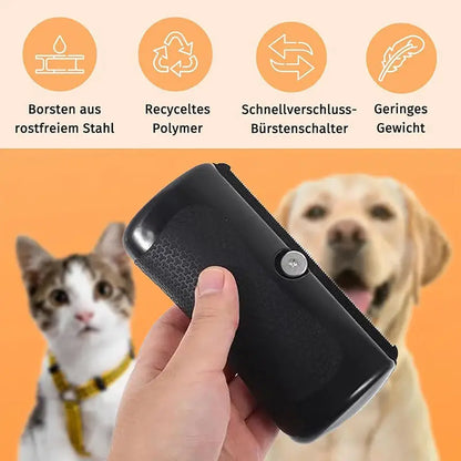 pet deshedding brush with ergonomic handle for dogs and cats, removes loose fur and keeps coat shiny