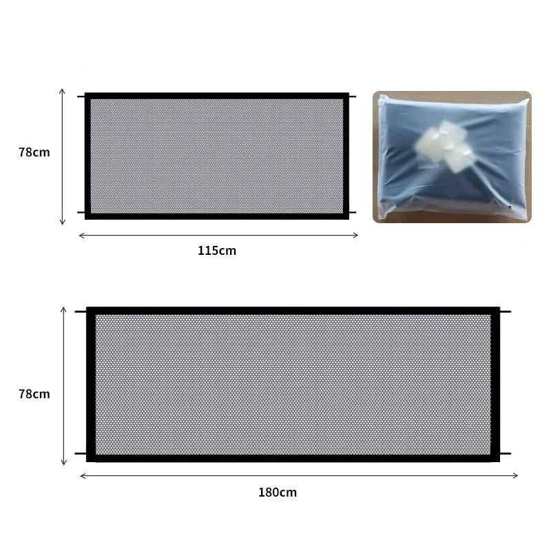 Pet Dog Barrier Fences With 4Pcs Hook Pet Isolated Network Stairs Gate New Folding Breathable Mesh Playpen For Dog Safety Fence Dimensions