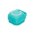 Blue dog shampoo dispenser brush with soft silicone bristles for bathing and massage, pet grooming tool for dogs and cats