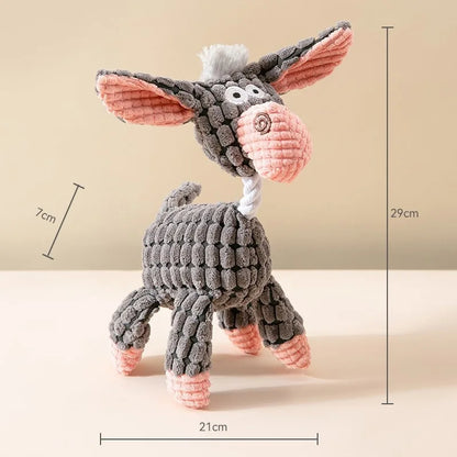squeaky corduroy dog toy plush animal-shaped bite resistant dog toy for puppies and small to large dogs