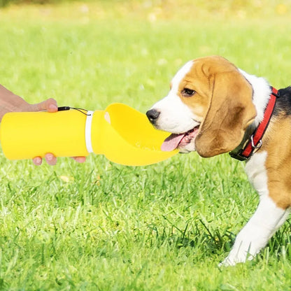 Collapsible dog water bottle portable leak-proof travel dispenser with drinking tray for outdoor dog hydration