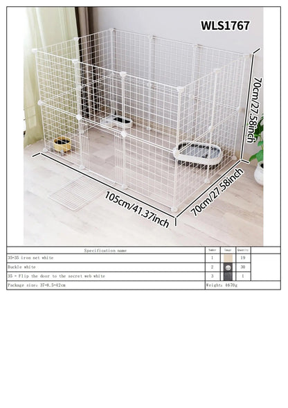 Pet Splicing Fence with Detachable Iron Mesh Gate, Isolation Barrier, Anti-Escape Gate, Indoor Fence, Easy to Assemble, Portable Cage