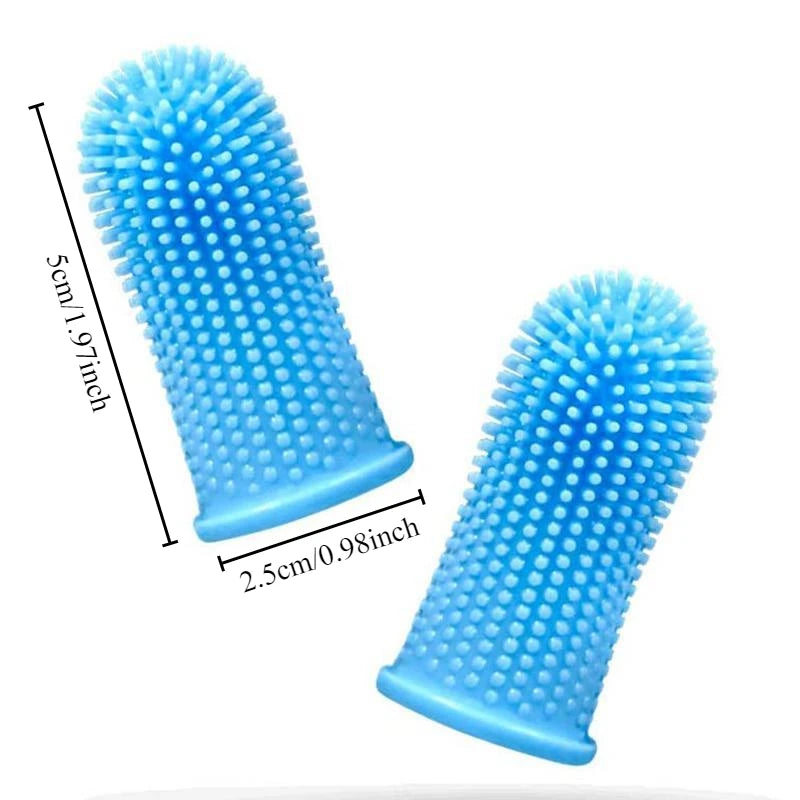 silicone finger toothbrush for dogs blue 360-degree pet teeth cleaning brush with soft bristles and storage case