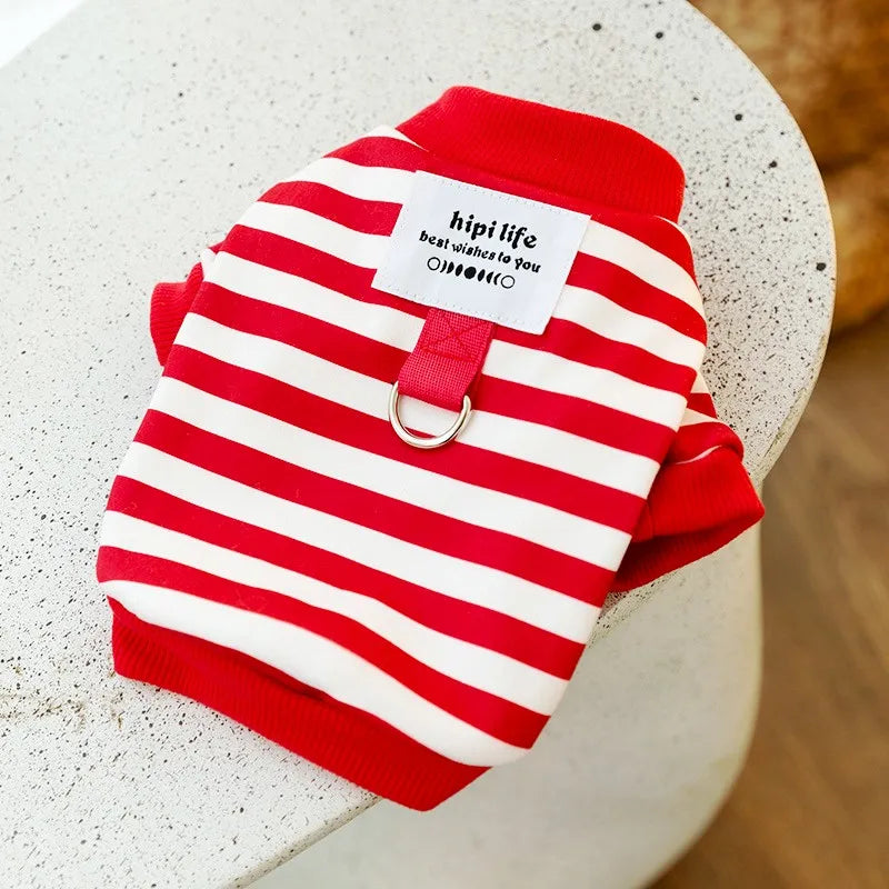 Fashion Pet Dog Clothes for Small Dogs Winter Warm Dog Striped Hoodies Cute Puppy Pullover Soft Cat Sweatshirt Chihuahua Clothes