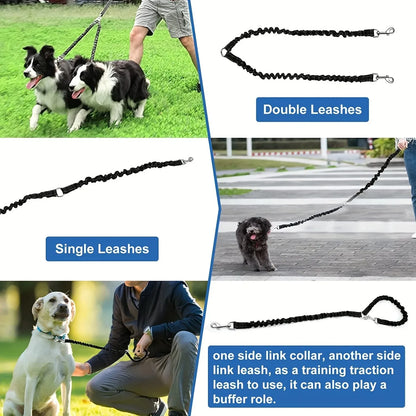Pet Dog Double Leashes Dog Leash Rope Elastic Extended Pet Leash Belt Outdoor Training for Two Double Small Medium Dogs Lead