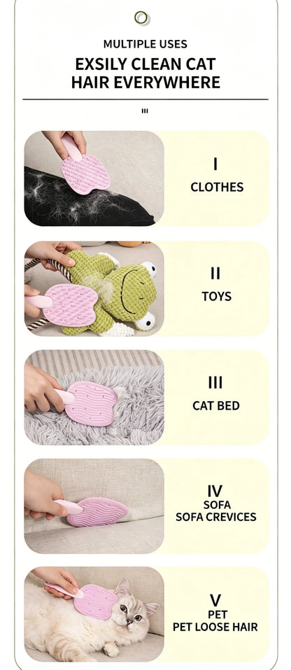 2 in 1 pet hair remover grooming brush removes cat hair from clothes, toys, cat beds, sofas, and pets