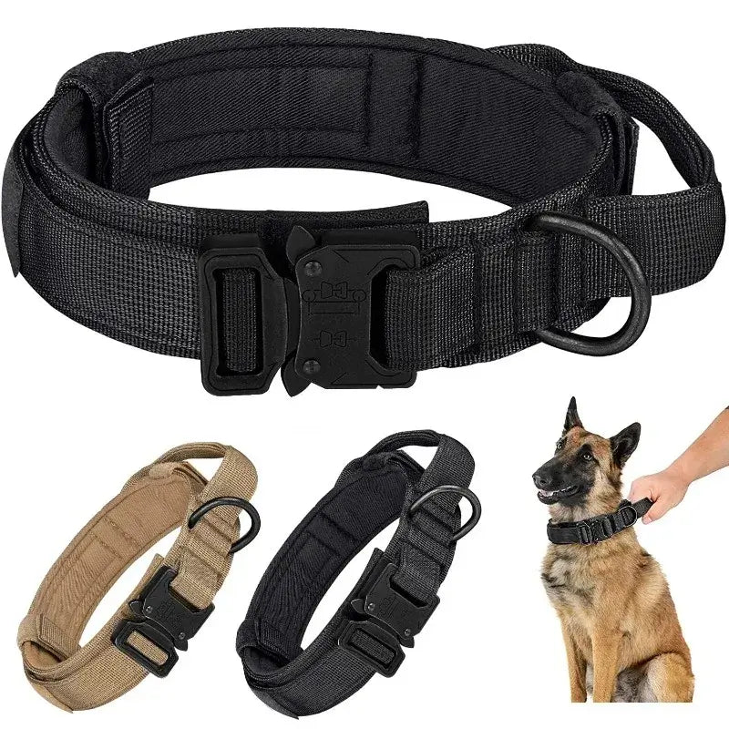 heavy duty dog training collar with handle adjustable nylon collar with metal buckle for medium large dogs