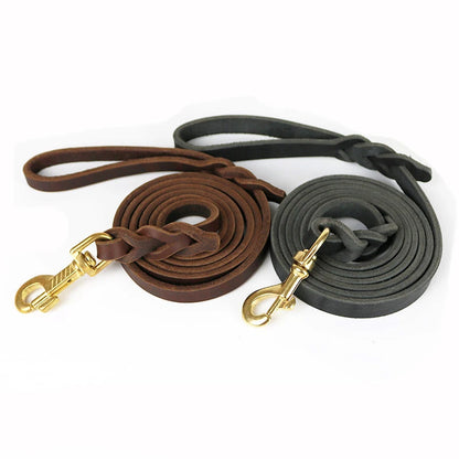 heavy duty leather dog leash braided genuine leather dog leash with quick release clip for training and walking