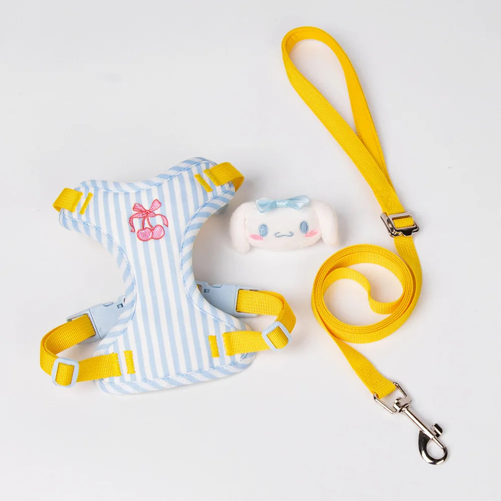 Elegant Puppy Harness Leash Set with Cute Plush Doll, Stylish Adjustable Vest Harness for Small Dogs, Fashion Walking Accessorie