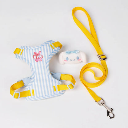 Elegant Puppy Harness Leash Set with Cute Plush Doll, Stylish Adjustable Vest Harness for Small Dogs, Fashion Walking Accessorie