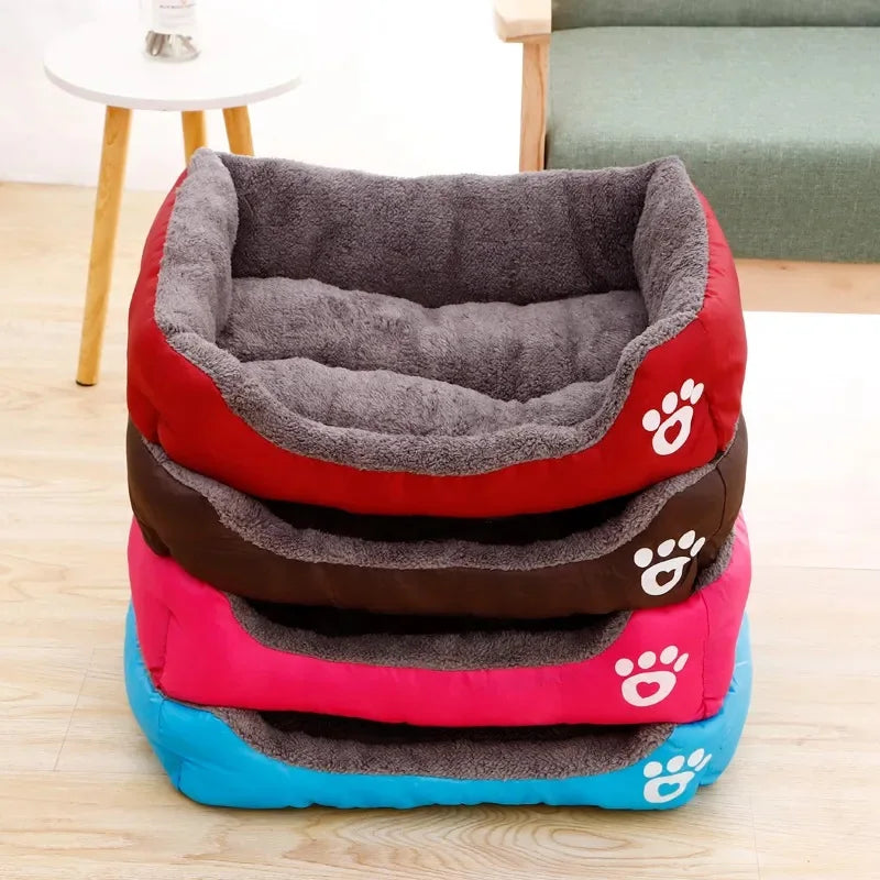 large dog bed house plush square pet kennel for dogs and cats, warm washable cushioned nest