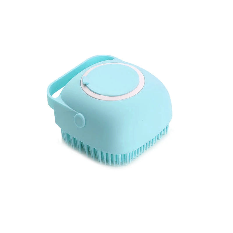 silicone pet bathing brush blue G653 soft silicone pet grooming scrubber for dogs and cats