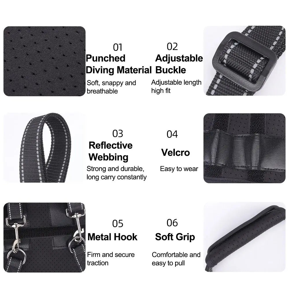 Legs Hip Support Dog Lift Harness Black Sturdy Handle Pet Aid Assist Tool Soft Padded Adjustable Dog Rear Leg Support