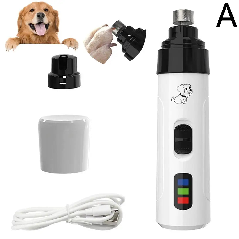usb charging dog nail grinder pet nail trimmer white portable electric dog and cat grooming tool with interchangeable head