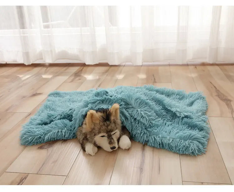 washable plush dog blanket mat for pets, soft warm sleeping bed mat for dogs and cats, cozy winter kennel cover