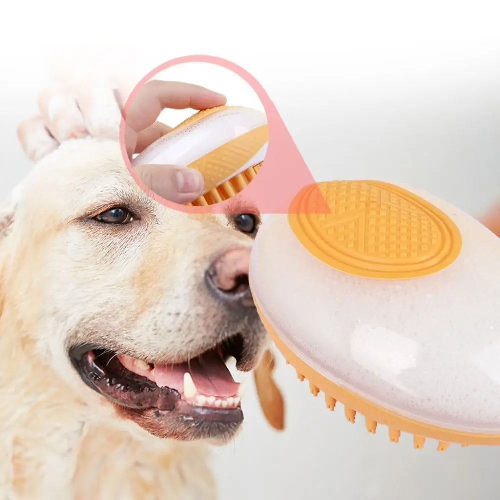 shampoo dispenser dog bath brush silicone pet grooming comb for gentle dog massage and shower cleaning