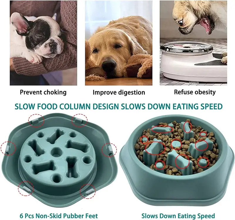slow feeder dog bowl anti-choking puzzle feeder for small medium dogs, anti-slip pet food bowl