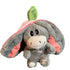 glowing stuffed animal sleep aid gray breathing plush donkey with pink ears and green leaf, cute kids bedtime toy