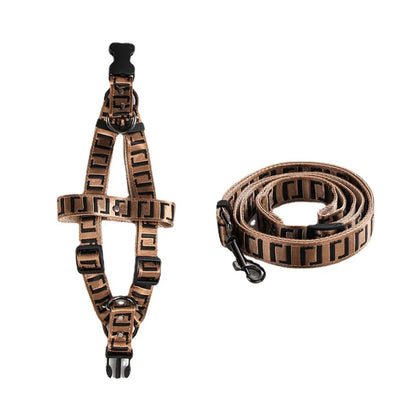 personalized no pull dog harness adjustable brown pet walking training vest with free engraving and matching leash for medium large dogs