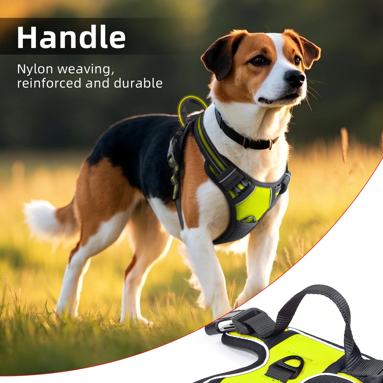 Dog Harness with Handle for Large &amp; Medium Dogs, Breathable Padding Safety Pet Vest Outdoor dog walking harness on a dog.