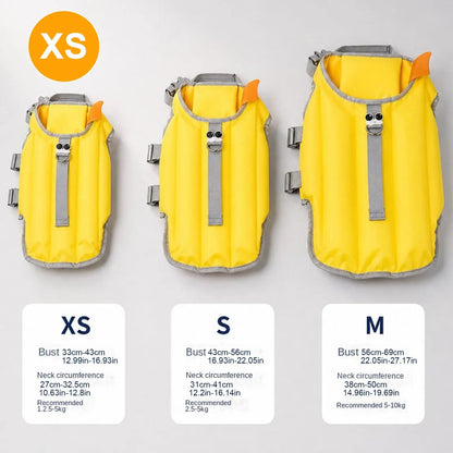 adjustable dog life jacket for small and medium dogs, yellow high buoyancy waterproof float vest, XS S M sizes