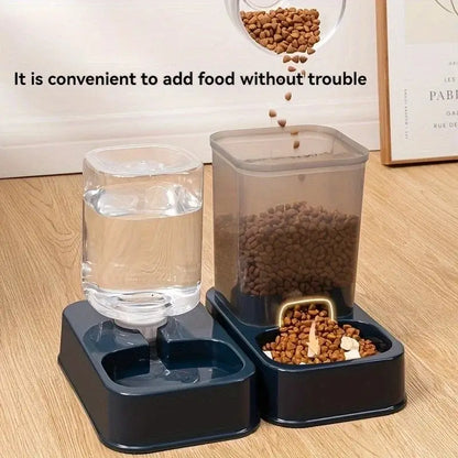 automatic pet feeder with water dispenser for cats and dogs, battery-free portion control, food and water station